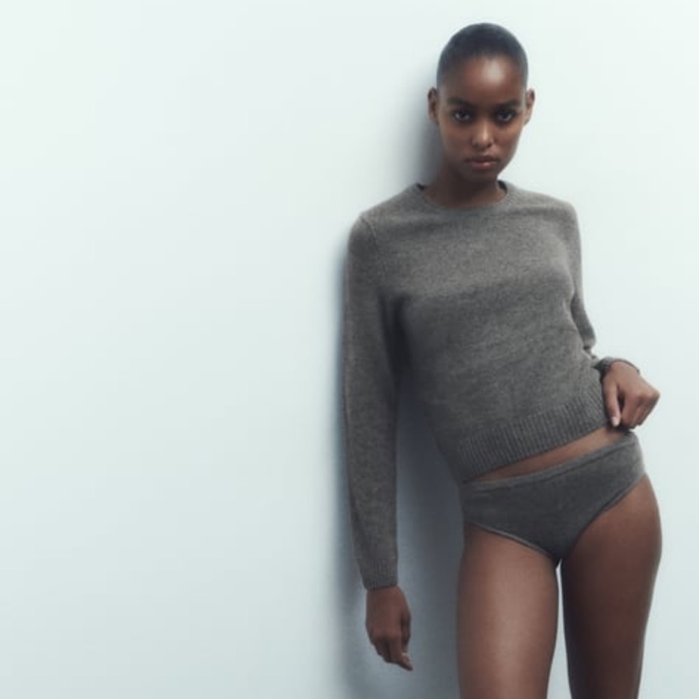 Zara Basic 100% Wool Sweater, Mid-Gray - image 1